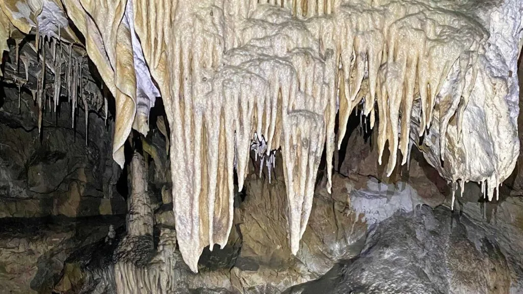 Concrétions dans la grotte de Siech (Ariège).